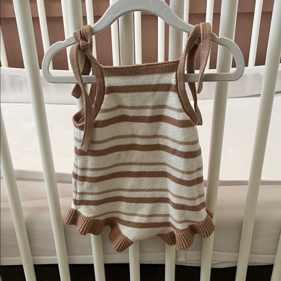 Cozy Striped Knit Romper - Tan and Cream - Picture 1 of 2